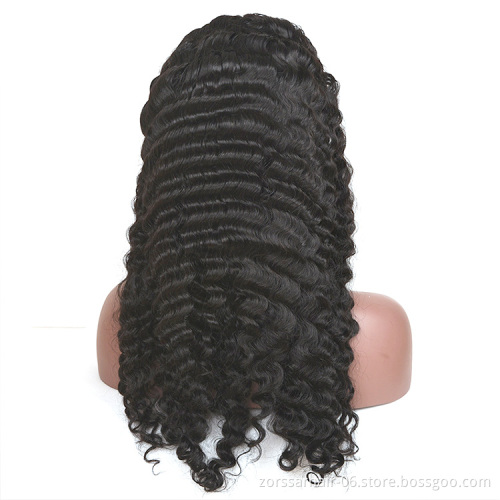 Wholesale deep wave transparent hd closure raw virgin human wigs 100% human hair 13x6 swiss hd lace front wigs